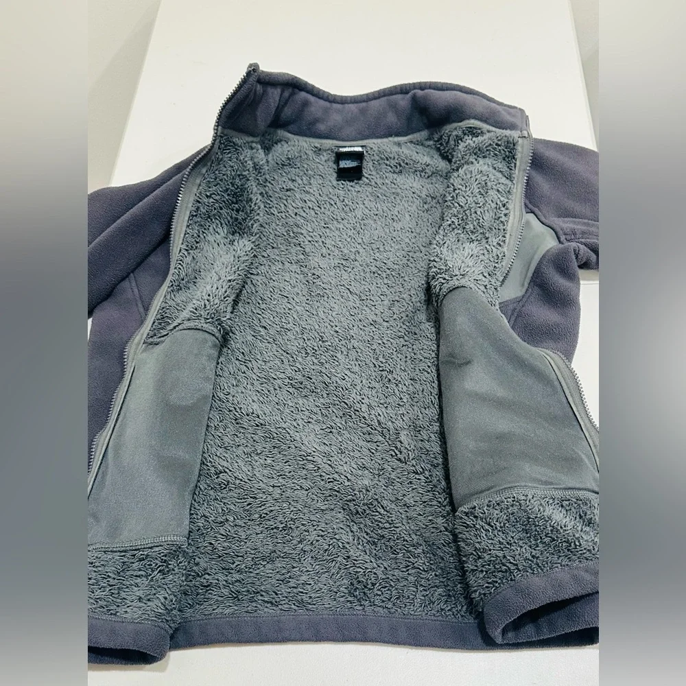 The North Face Jacket Boys XL 18/20 Fleece Black Full Zip Panel Gray‎ Accents